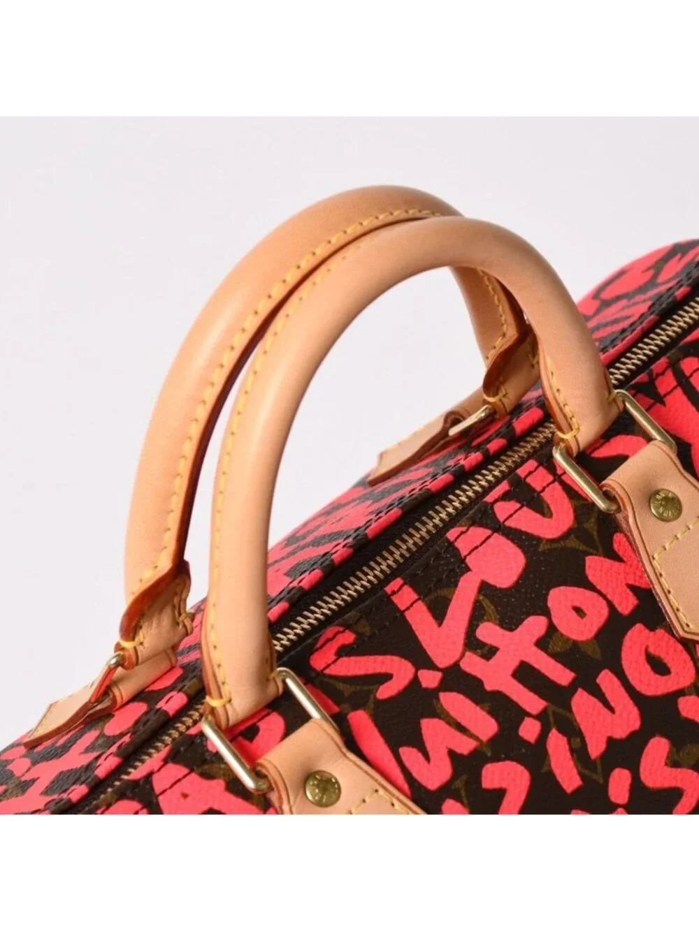 Louis Vuitton Monogram Graffiti Speedy 30 Handbag Pink Vachetta Leather